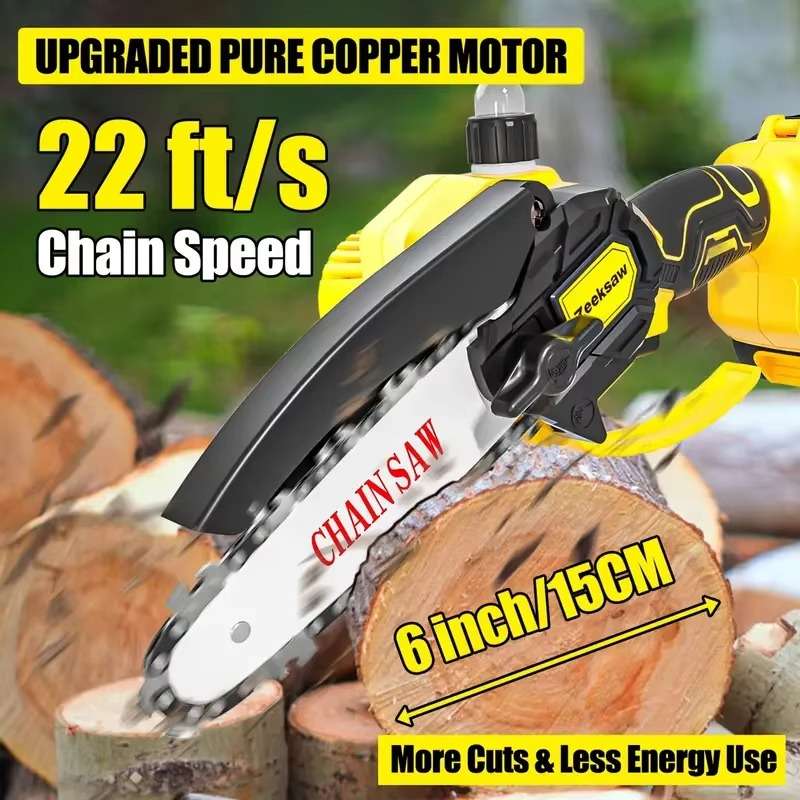 chainsaw 6Inch Rechargeable Battery Operated Chain Saw Electric Cordless Mini Handheld Chainsaws