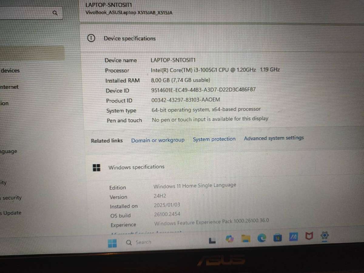 ASUS Vivobook X515 Intel 10th Gen CPU 15.6" FHD Display 8GB Ram 256GB Samsung M.2 NVMe Windows 11