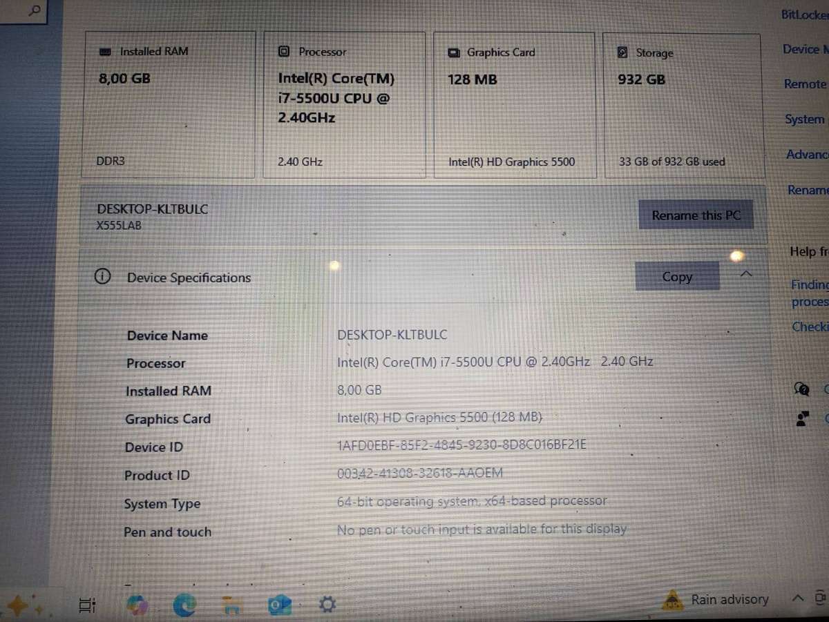 Acer X555L Intel Core i7 Processor 15.6" Display 8GB Ram 1TB HDD Windows 10