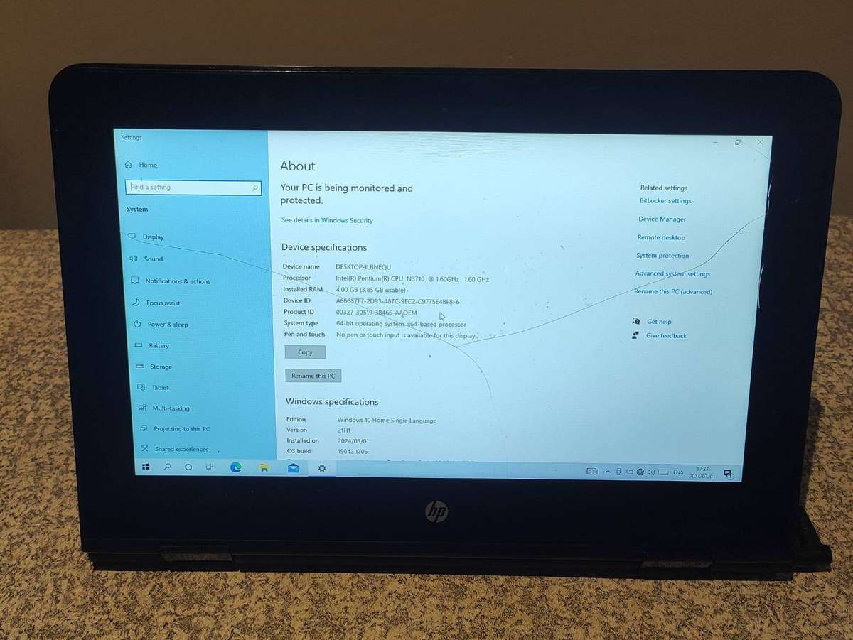 HP 14 2 in 1 Intel Pentium CPU 14" Touch 360 Degree Rotation 4GB Ram 500GB HD Windows 10