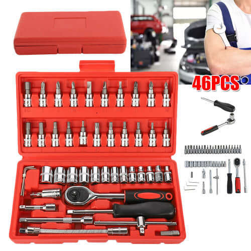 Tool Sets & Boxes 46piece wrench socket bit combination ratchet