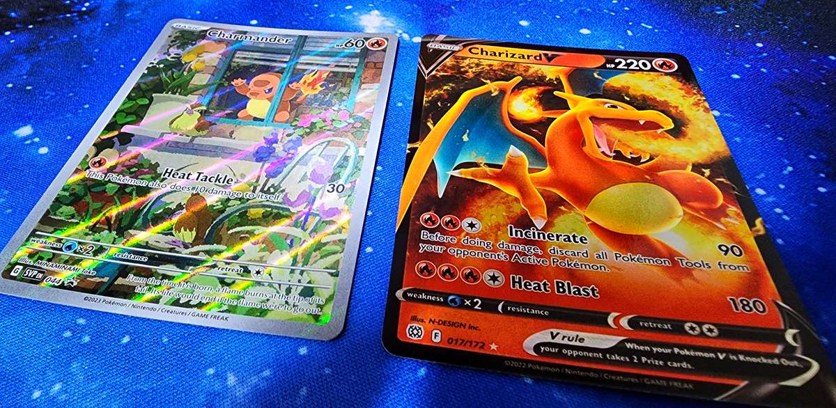 Pokemon Bundle - "Grumpy" Charmander, Charizard V, Pokemon 151 Poster Collection Promos and More