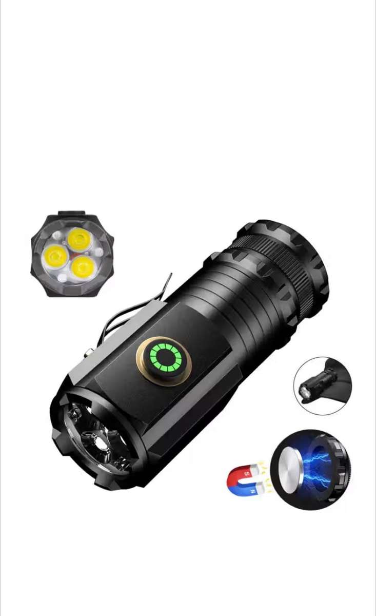 3LED Mini Flashlight Rechargeable Waterproof Torch with Tail Magnet & Battery S350