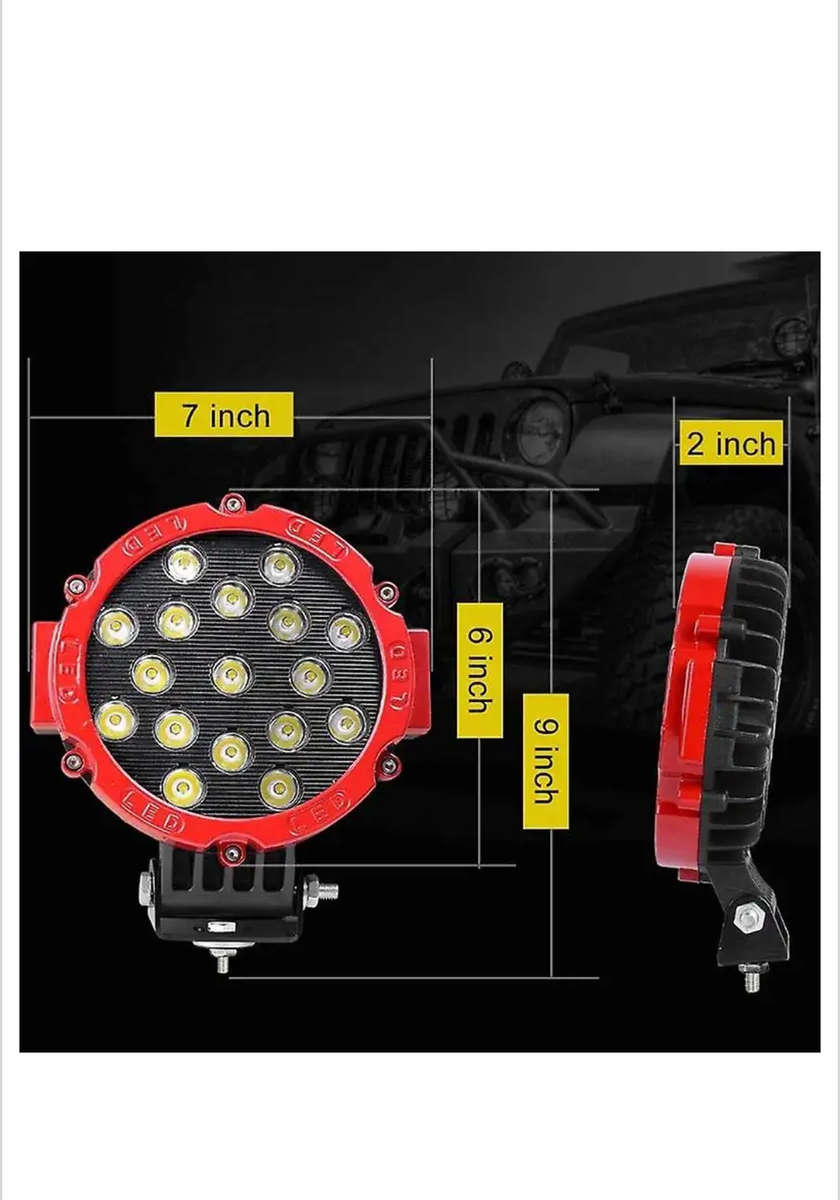 2 Pack 7inch LED Offroad Pod Lights Bar 51W Spot Bumper Driving Lamp Headlight