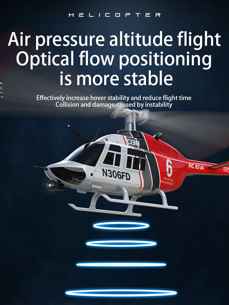 RC-ERA C-138 Bell 206 Pro Gyro Stabilised - RTF Helicopter (Red)
