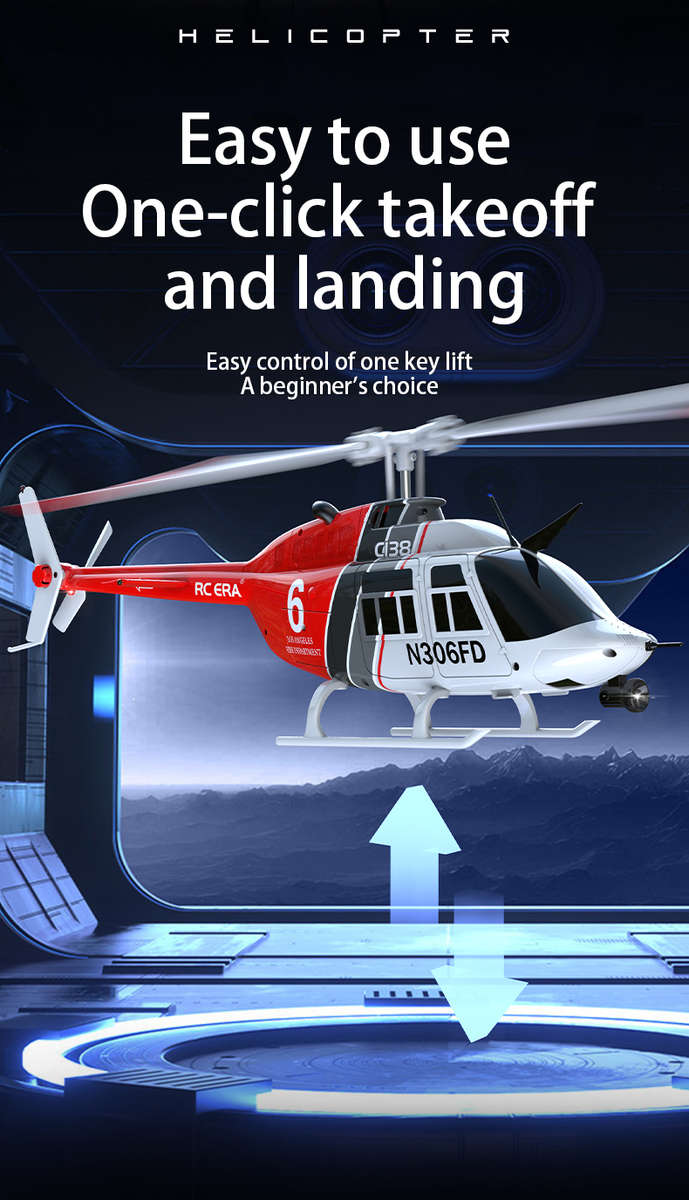 RC-ERA C-138 Bell 206 Pro Gyro Stabilised - RTF Helicopter (Red)