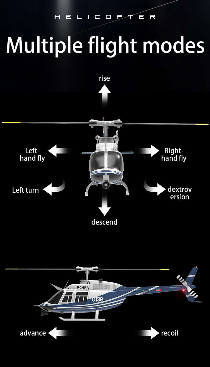 RC-ERA C-138 Bell 206 Pro Gyro Stabilised - RTF Helicopter (Red)