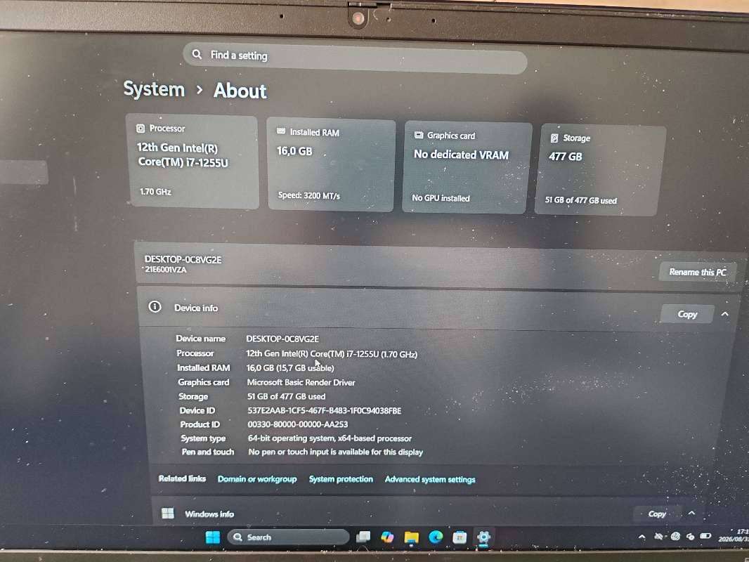 12TH GEN CORE i7 LENOVO THINKPAD E15 GEN 4 LAPTOP 16gb ram