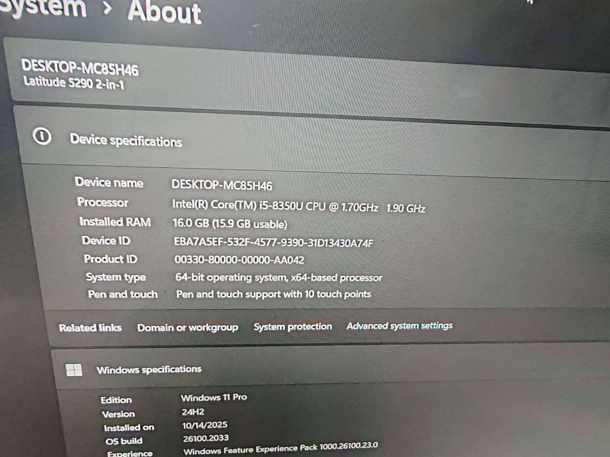 8TH GEN CORE I5 12INCH TOUCHSCREEN DELL LATITUDE 5290 2 IN ONE16GB RAM 256NVME