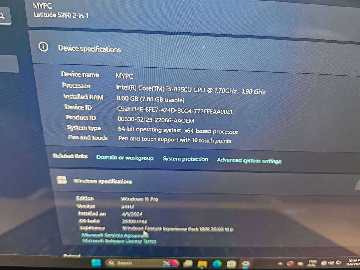 8TH GEN CORE I5 12INCH TOUCHSCREEN DELL LATITUDE 5290 2 IN ONE 8GB RAM 256NVME