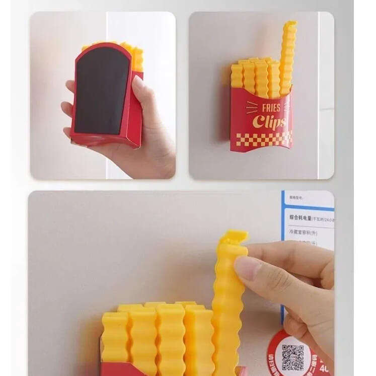 Set of 4 measurable  container - plus 12 French fry bag clips in a fun box