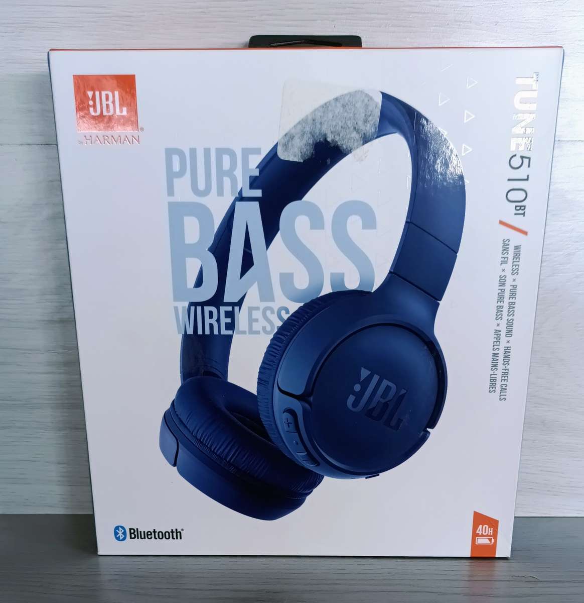 JBL 510 BT head phones, blue, new.