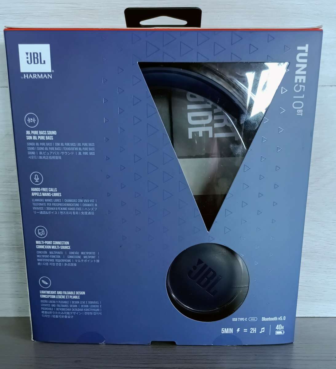 JBL 510 BT head phones, blue, new.