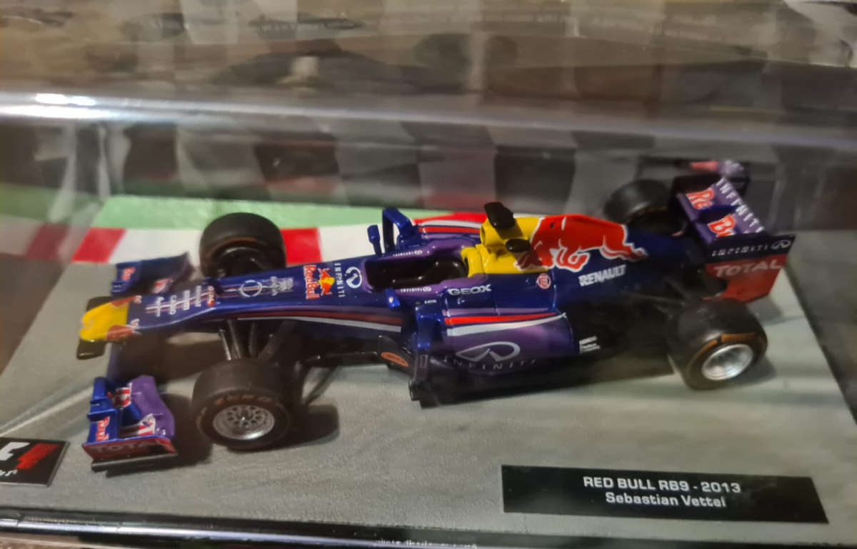 Scale model of the Red Bull RB9, a Formula One car driven by Sebastian Vettel.