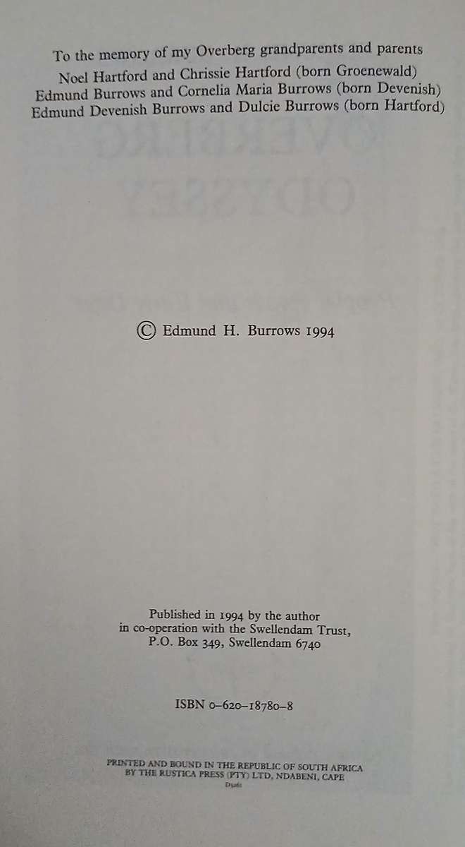 Overberg Outspan & Overberg Odyssey - by Edmund H. Burrows