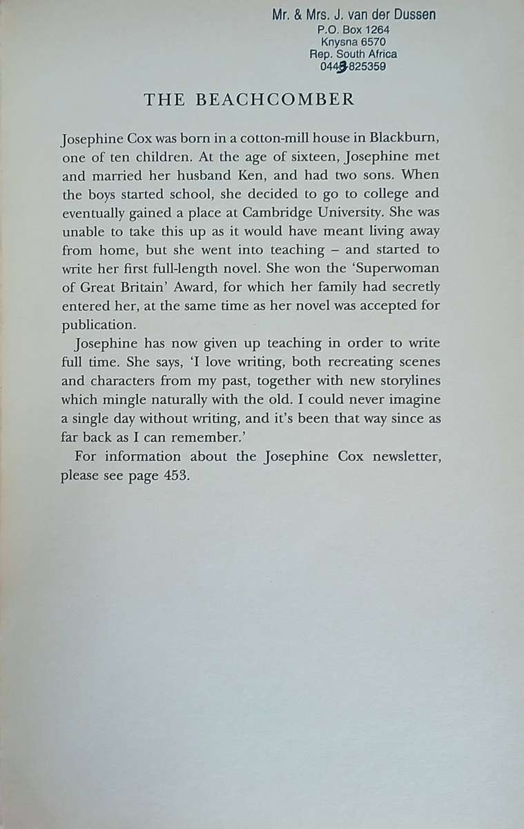 Josephine Cox - The beachcomber