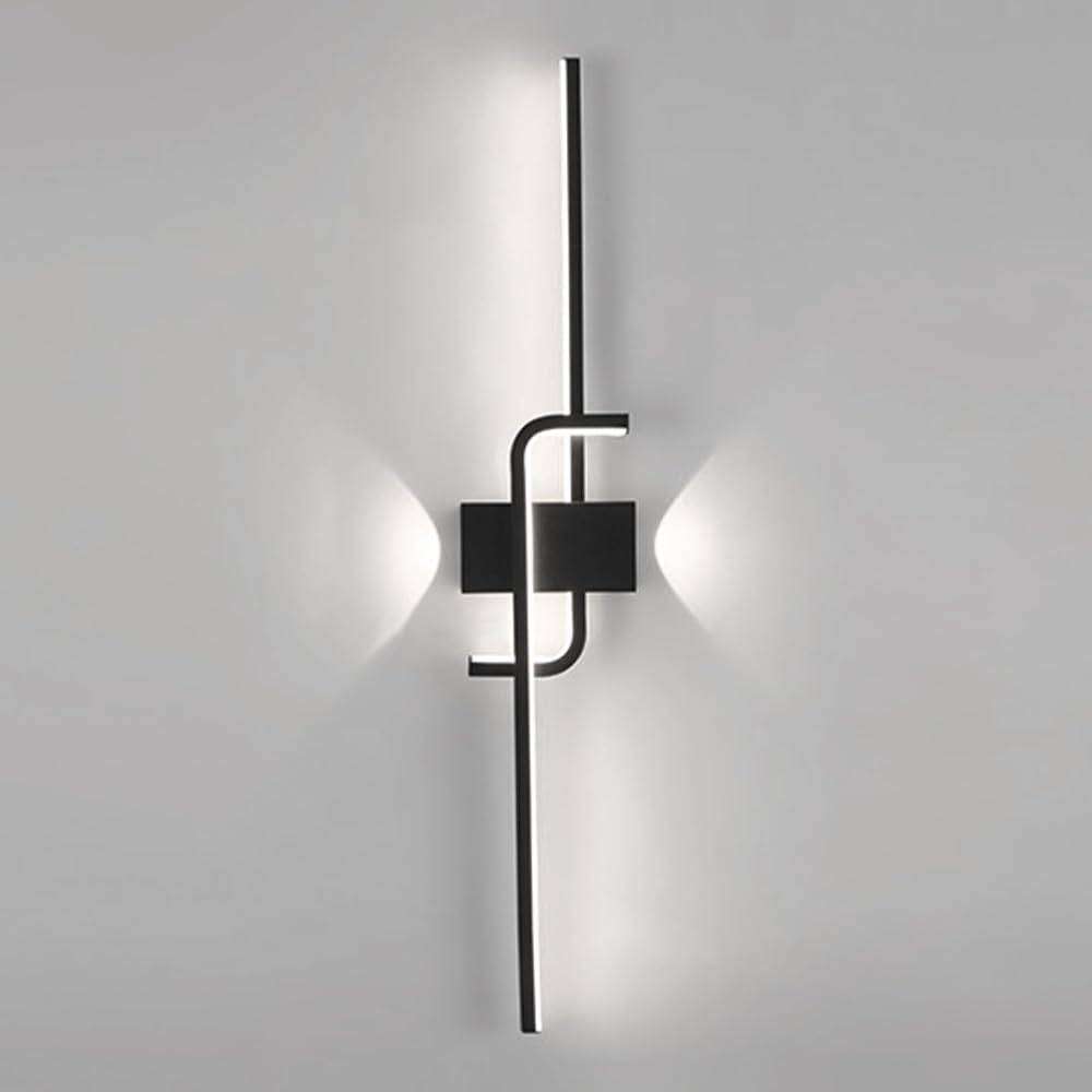 Black Geometric LED Wall Light Fixture  Modern, Indoor Decorative Wall Sconce