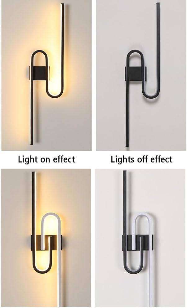 Modern Curved LED Wall Sconce  18W, 3-Tone Lighting, Black Decorative Wall Lamp