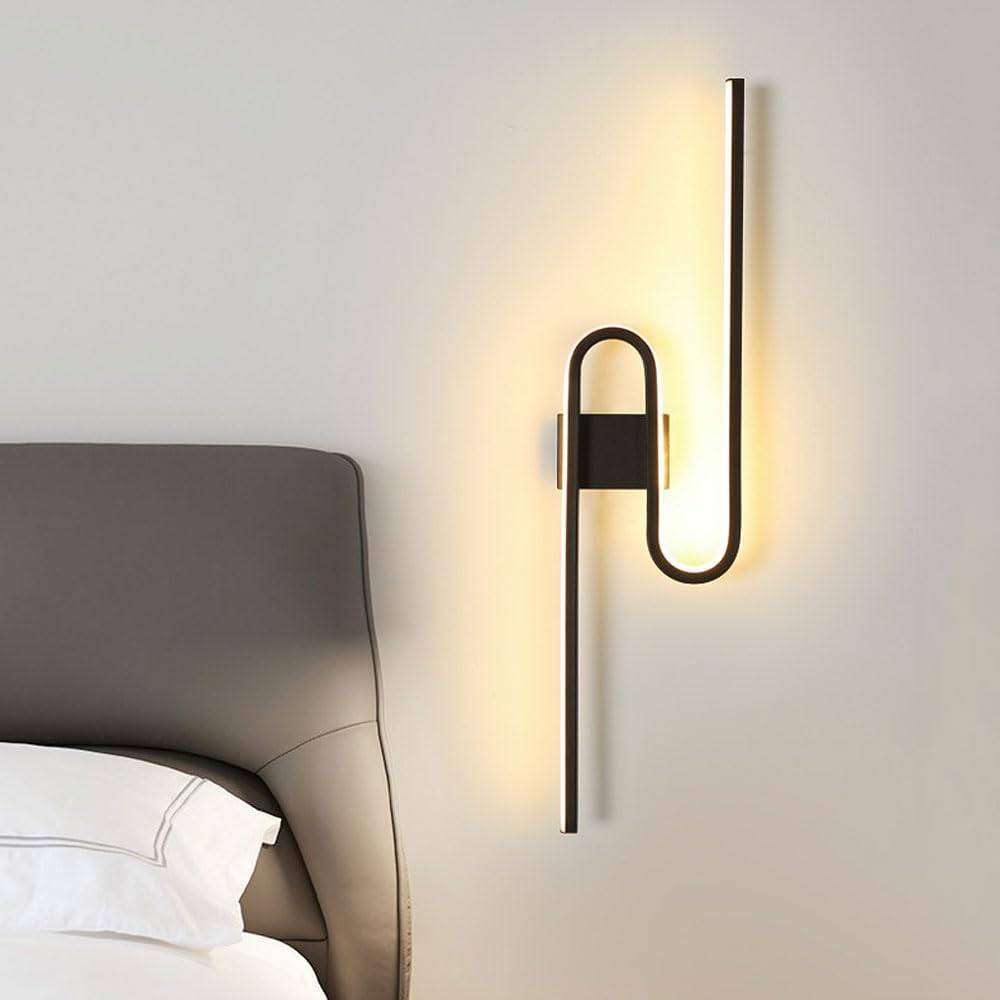Modern Curved LED Wall Sconce  18W, 3-Tone Lighting, Black Decorative Wall Lamp