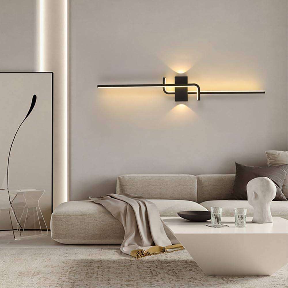 Black Geometric LED Wall Light Fixture  Modern, Indoor Decorative Wall Sconce