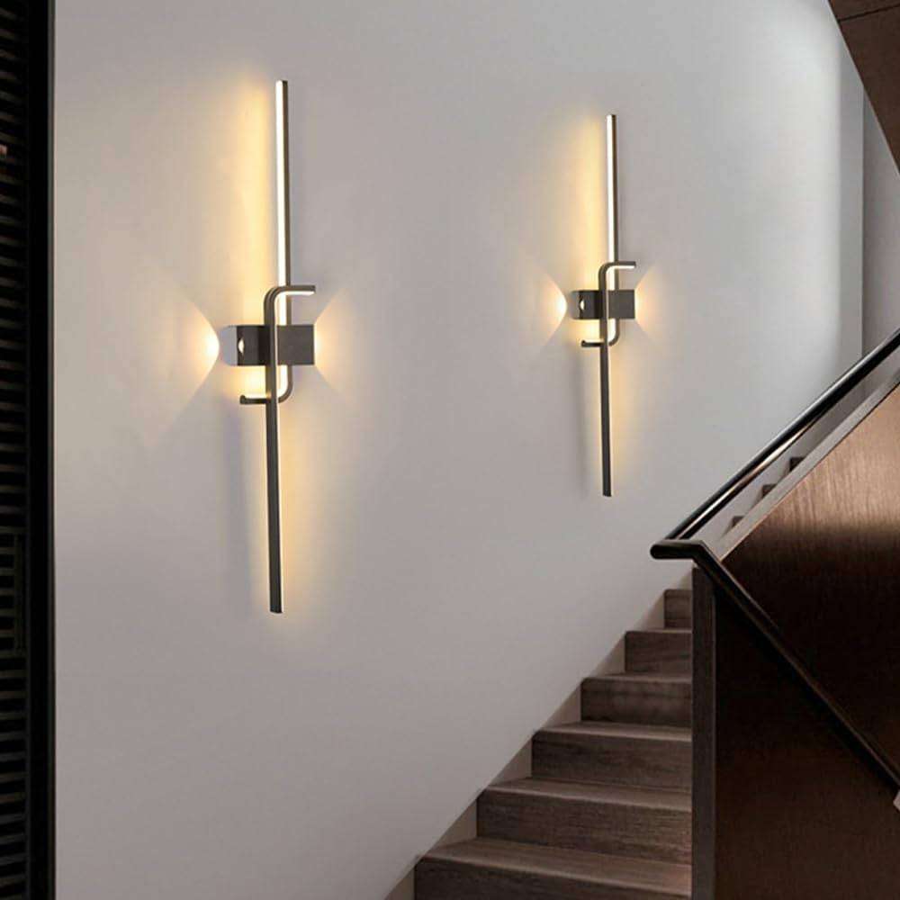 Black Geometric LED Wall Light Fixture  Modern, Indoor Decorative Wall Sconce