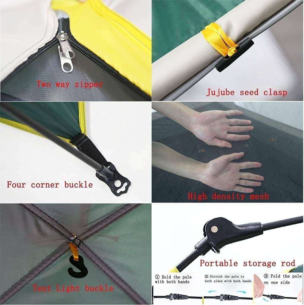 Pop-Up Family Camping Tent  Quick Setup, Multi-Door, Multi-Window, High Visibility (Blue/Yellow)