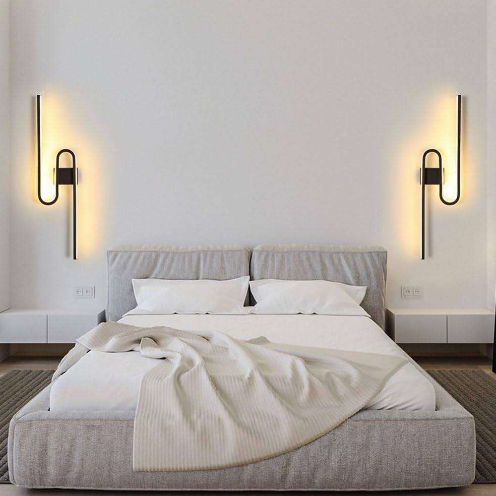 Modern Curved LED Wall Sconce  18W, 3-Tone Lighting, Black Decorative Wall Lamp