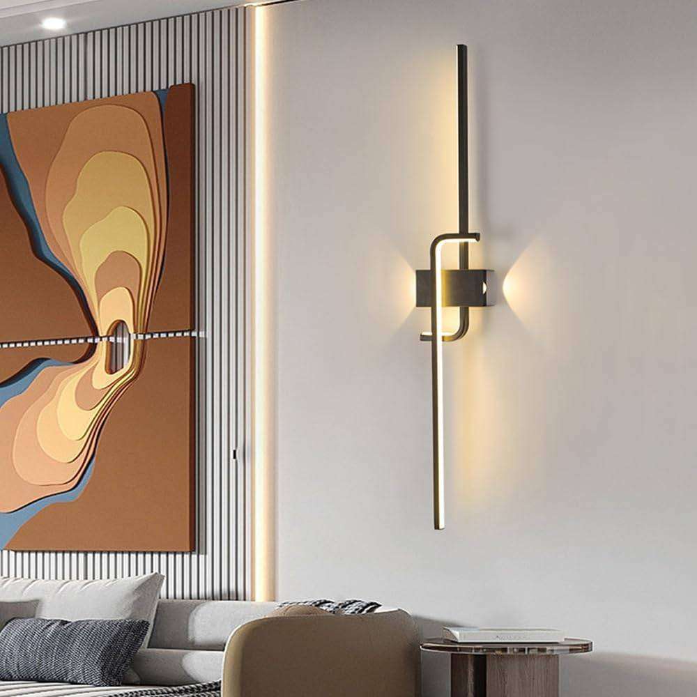 Black Geometric LED Wall Light Fixture  Modern, Indoor Decorative Wall Sconce