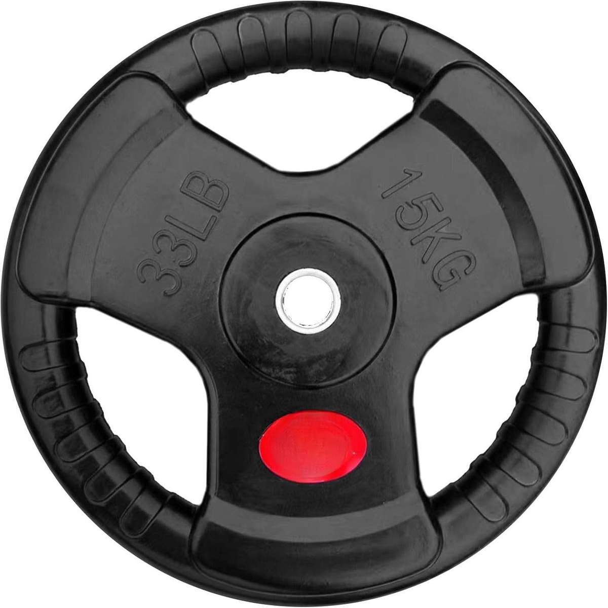 15kg Rubber Tri-Grip Barbell Weight Plate