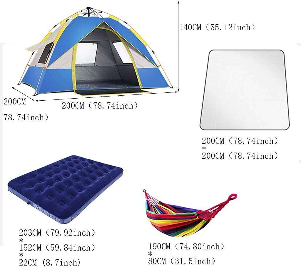 Pop-Up Family Camping Tent  Quick Setup, Multi-Door, Multi-Window, High Visibility (Blue/Yellow)