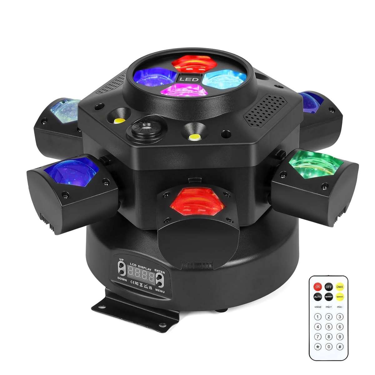 150W LED 6-Head Moving Head DJ Light  RGBW Strobe & DMX Control for Stage, Parties & Events