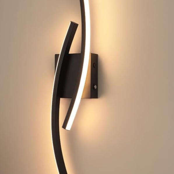 Black Modern LED Wall Sconces (Set of 2)  3-in-1 Colour Temperature, Curved Design, Ambient Lightin
