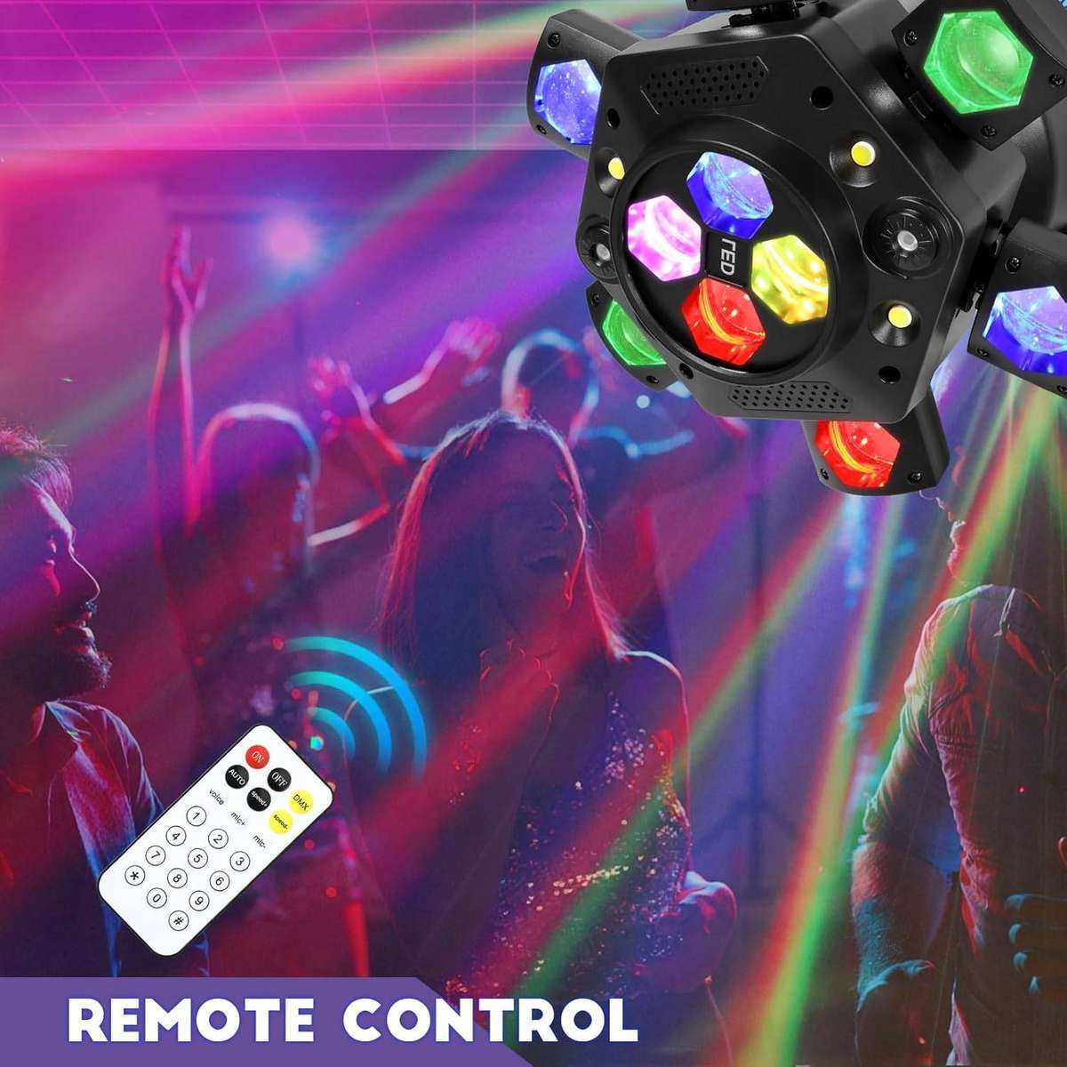 150W LED 6-Head Moving Head DJ Light  RGBW Strobe & DMX Control for Stage, Parties & Events