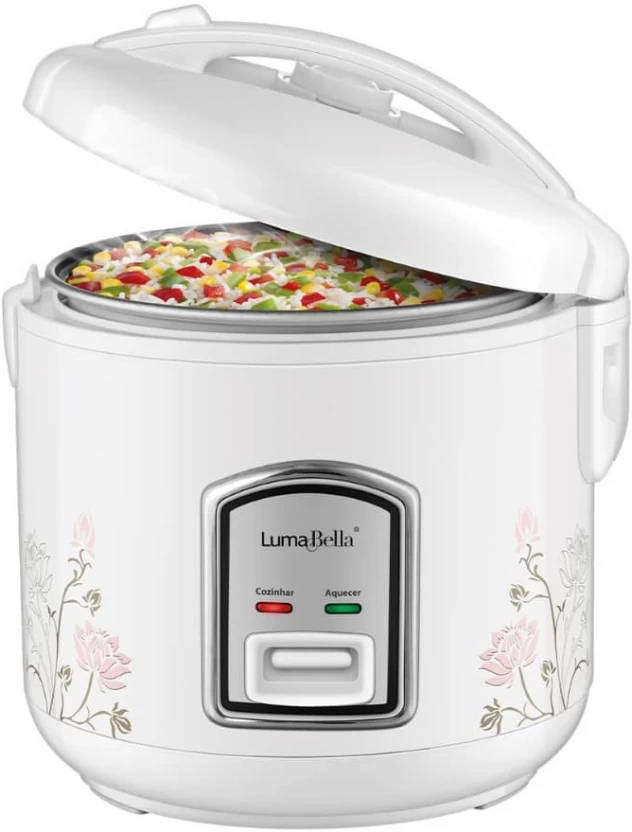 Automatic Rice Cooker  Non-Stick Interior with Keep Warm Function (White Floral)