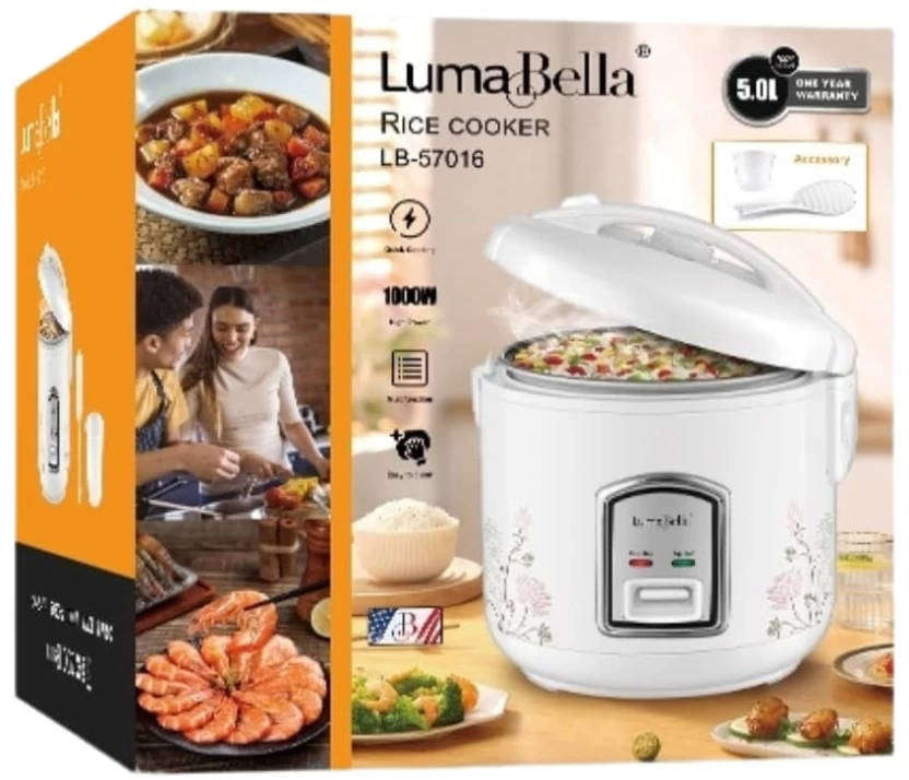 Automatic Rice Cooker  Non-Stick Interior with Keep Warm Function (White Floral)