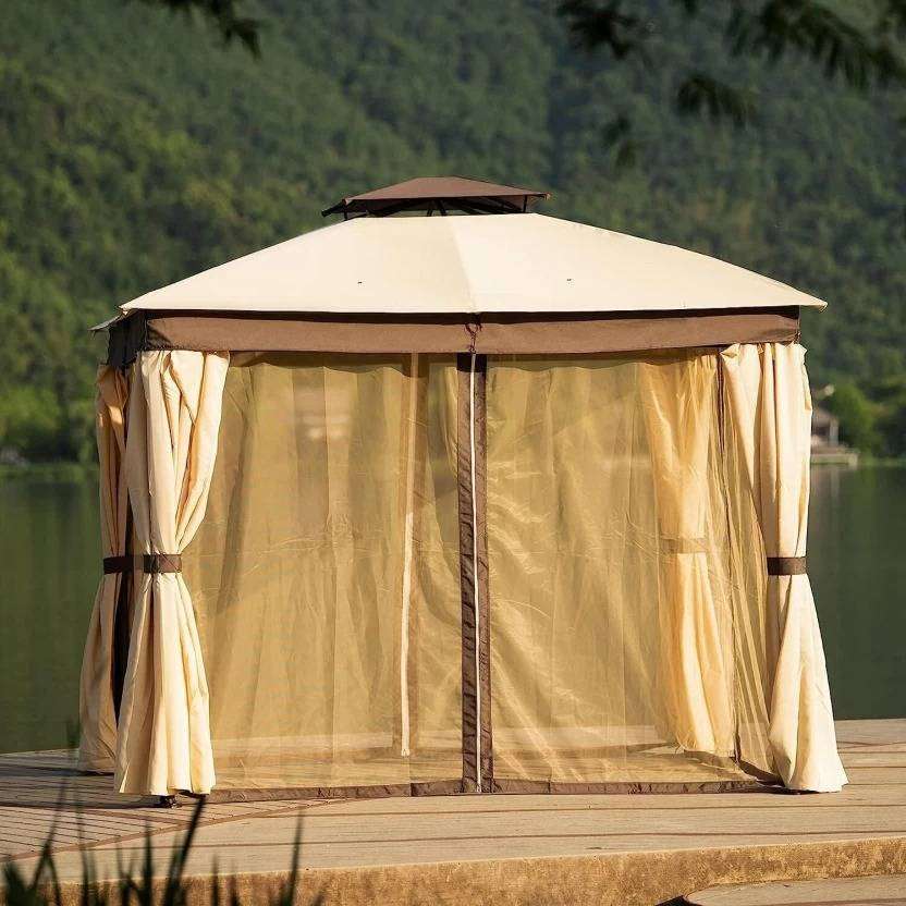Large Gazebo Tent with Curtains  Outdoor Patio & Garden Canopy for Events