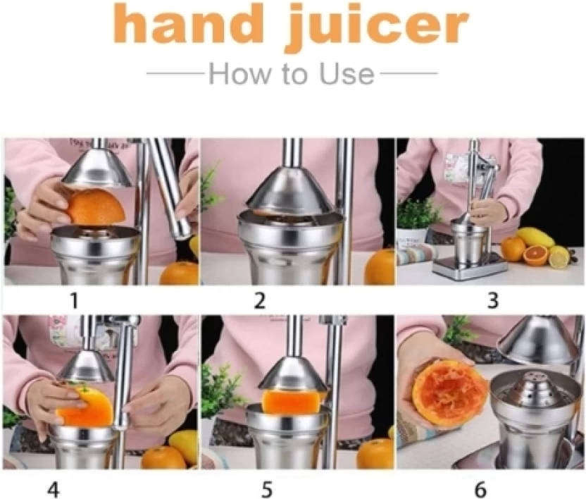 Heavy-Duty Hand Press Juicer  Manual, Commercial-Grade Orange & Citrus Juicer, Stainless Steel