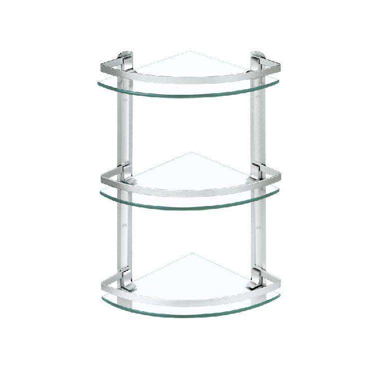 Bathroom Corner Wall Mount Shelf - Adhesive Black Shower Organiser