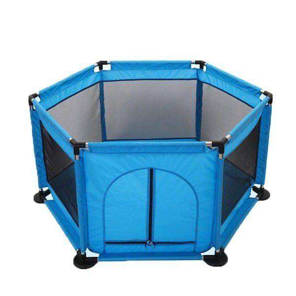 Portable Baby Playpen & Safety Fence  Hexagonal Mesh Design, Easy Setup, Blue