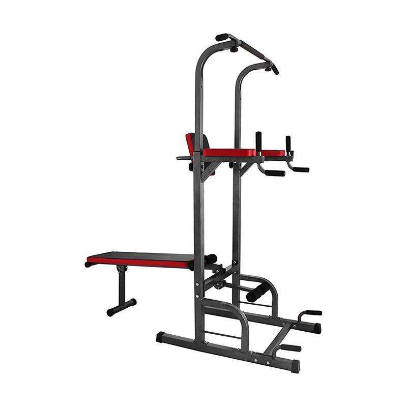 All-in-One Pull-Up Bar Adjustable Tower Dip Station With Bench Bar E4-11-2