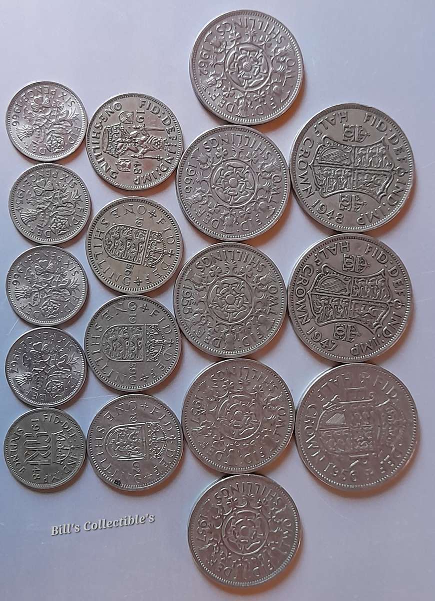 British Half Crowns , Shillings and 6Pence 1 Bid Takes All .