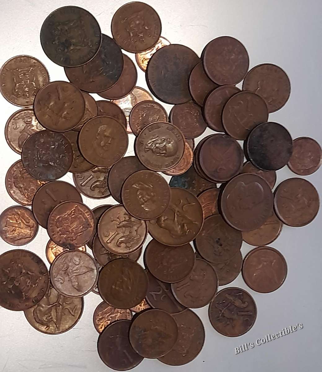 67 COINS South African 1cent and 2cent Lot . 1 bid Takes All.