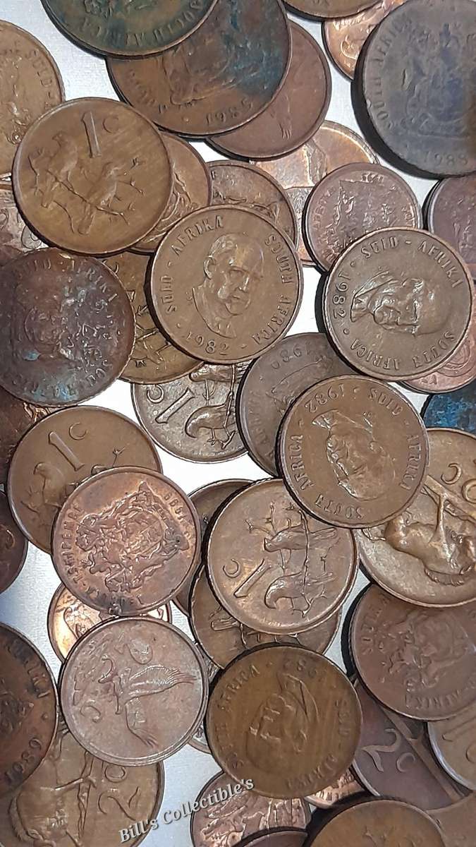67 COINS South African 1cent and 2cent Lot . 1 bid Takes All.