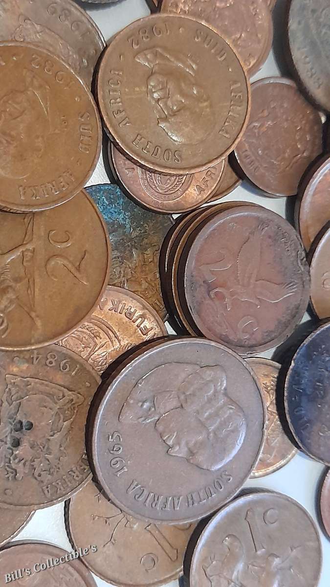 67 COINS South African 1cent and 2cent Lot . 1 bid Takes All.