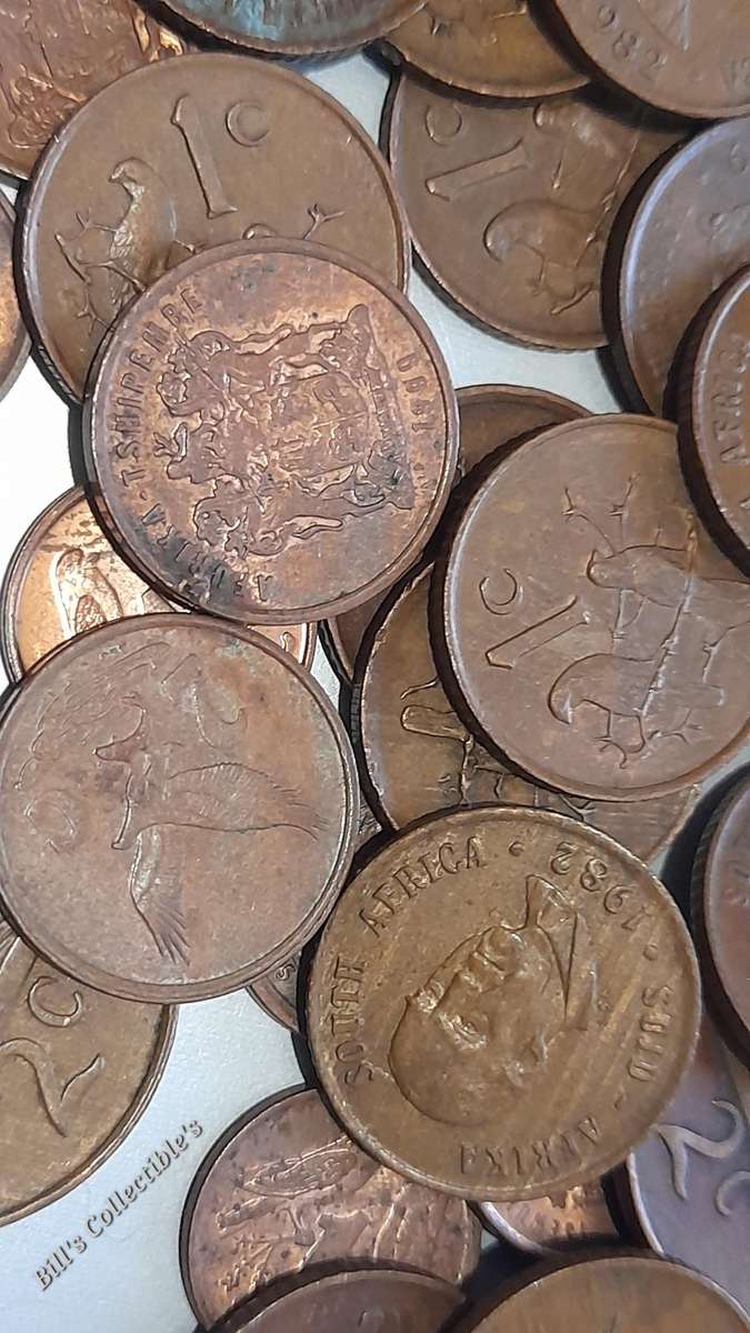 67 COINS South African 1cent and 2cent Lot . 1 bid Takes All.