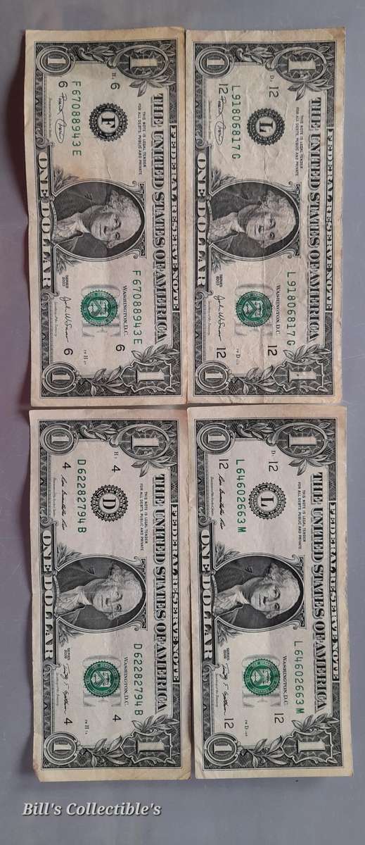 American Dollar Notes X4 1 Dollar Bill's . 1 BID Takes All .