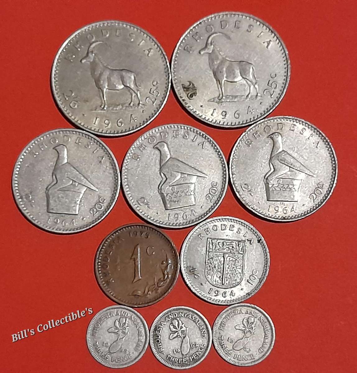 10 COINS Rhodesia, Rhodesia and Nyasaland Lot . 1 BID Takes All.