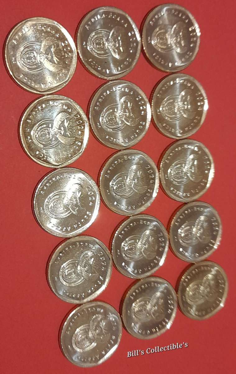 15 South African AU 2024 20 Cent Coins .