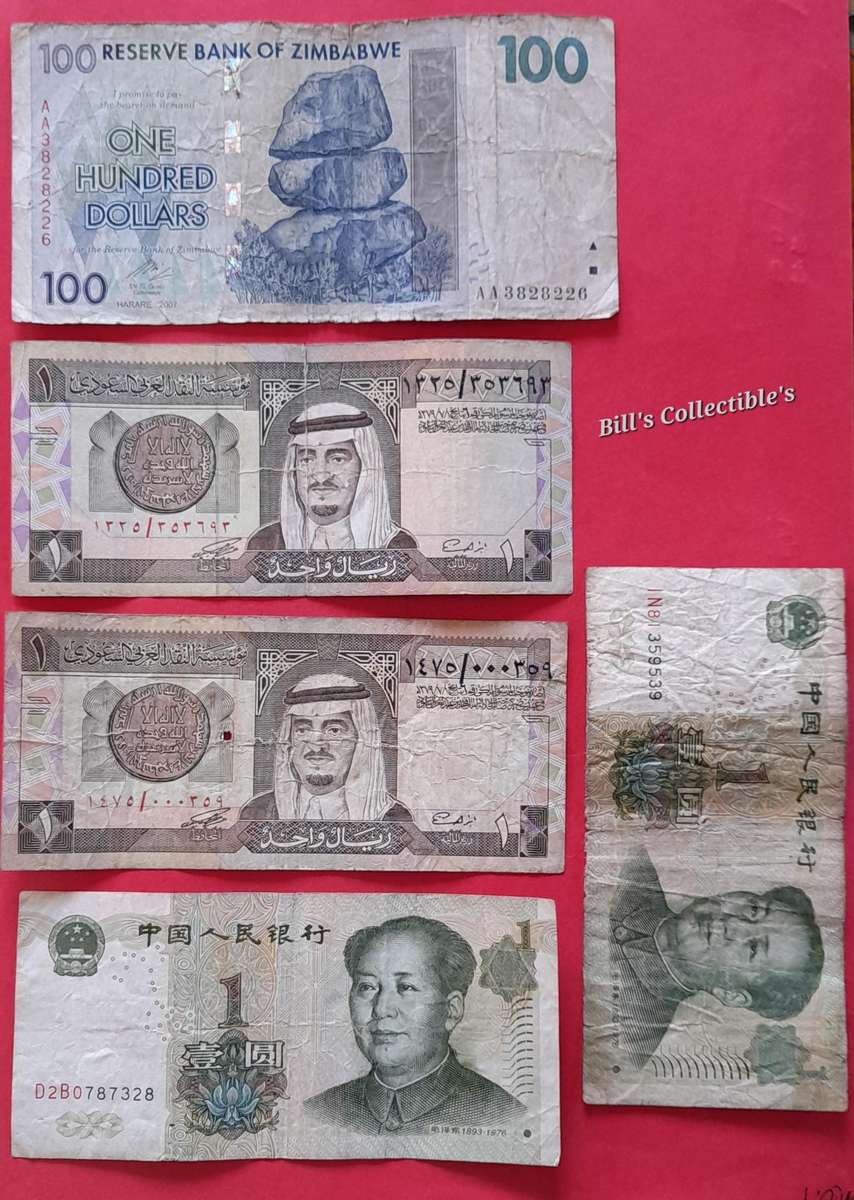 (Well used) International Banknotes.  1 BID Takes All.