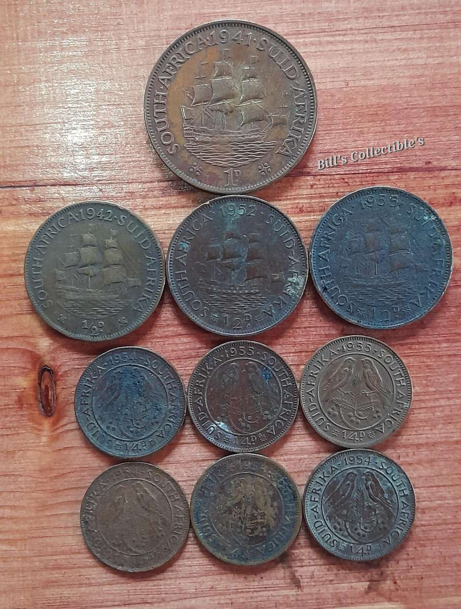 South African Union Penny's and Farthings .